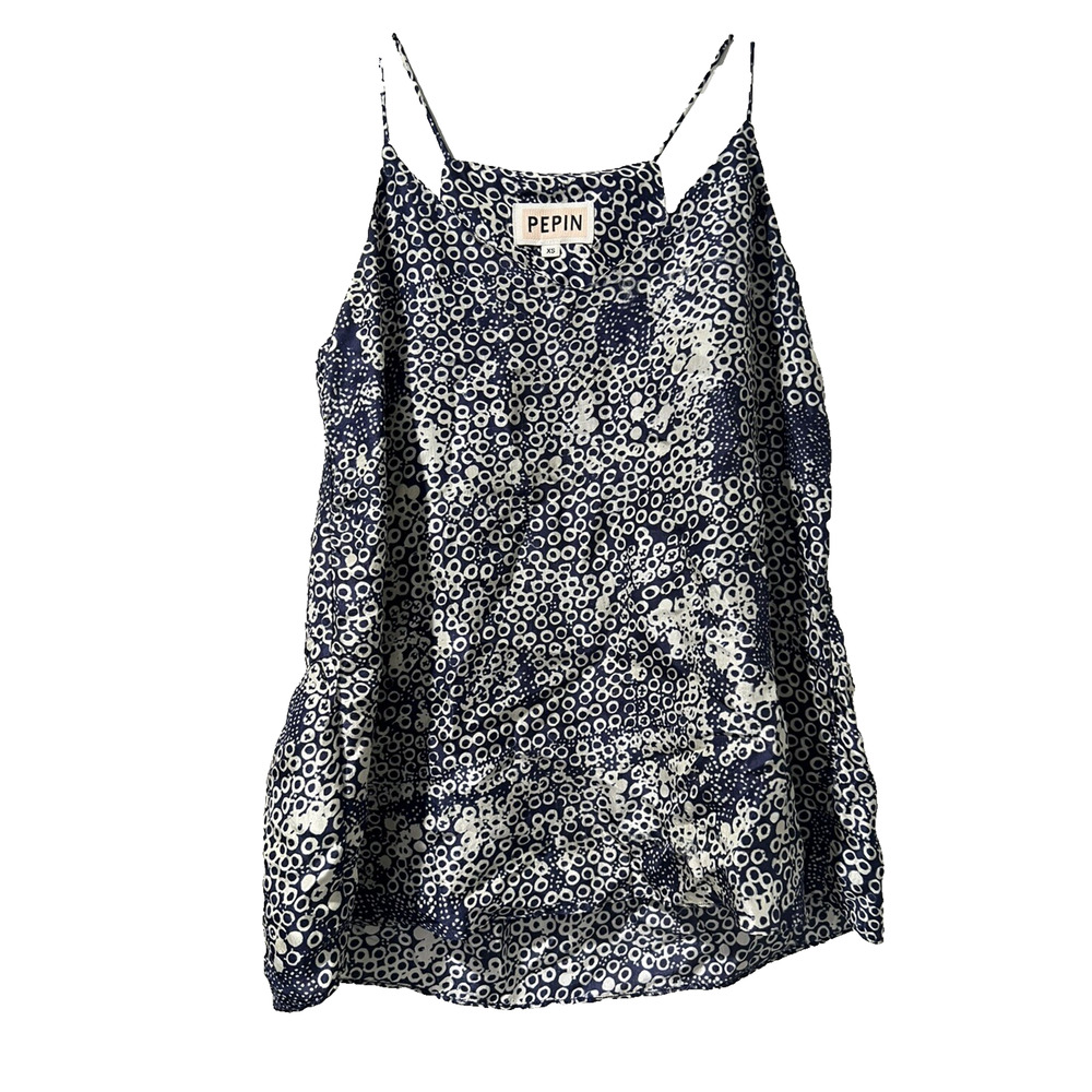 Pepin Silk Top Women XS Abstract Strap Light Top